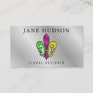Elegant Colourful Fleur de Lis Design Business Car Card
