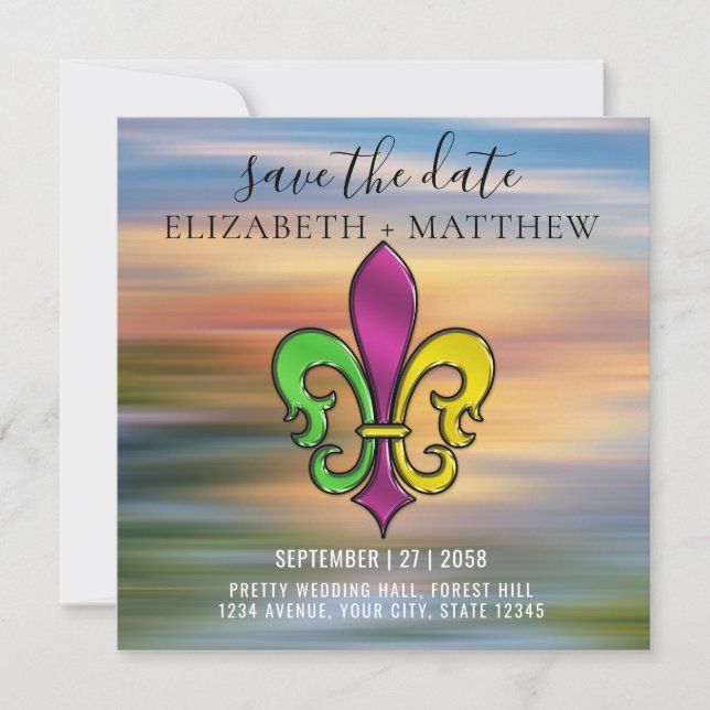 Elegant Colourful Fleur De Lis Design Invitation (Front)