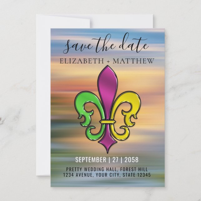Elegant Colourful Fleur De Lis Design Invitation (Front)