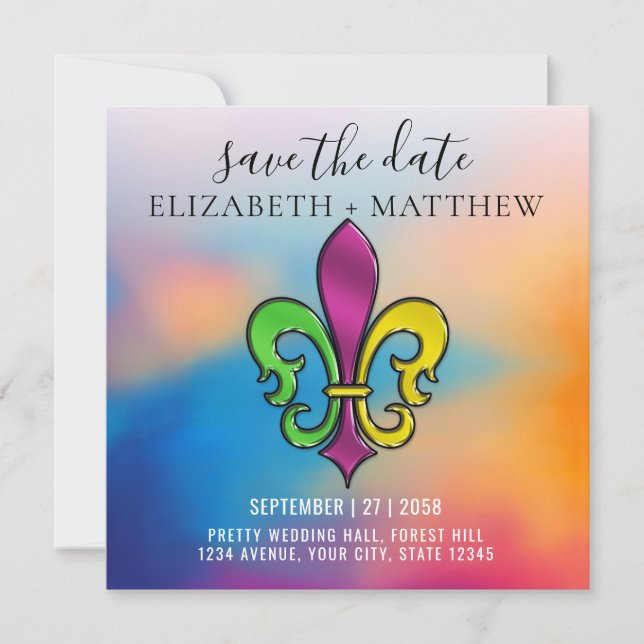 Elegant Colourful Fleur De Lis Design Invitation (Front)