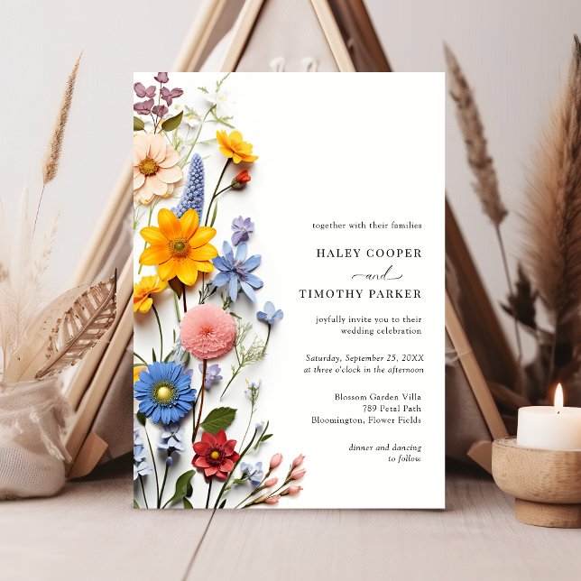 Elegant Colourful Floral Wedding Invitation (Creator Uploaded)