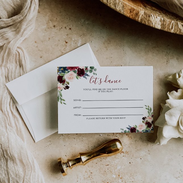 Elegant Colourful Floral Wedding Song Request Card (Creator Uploaded)
