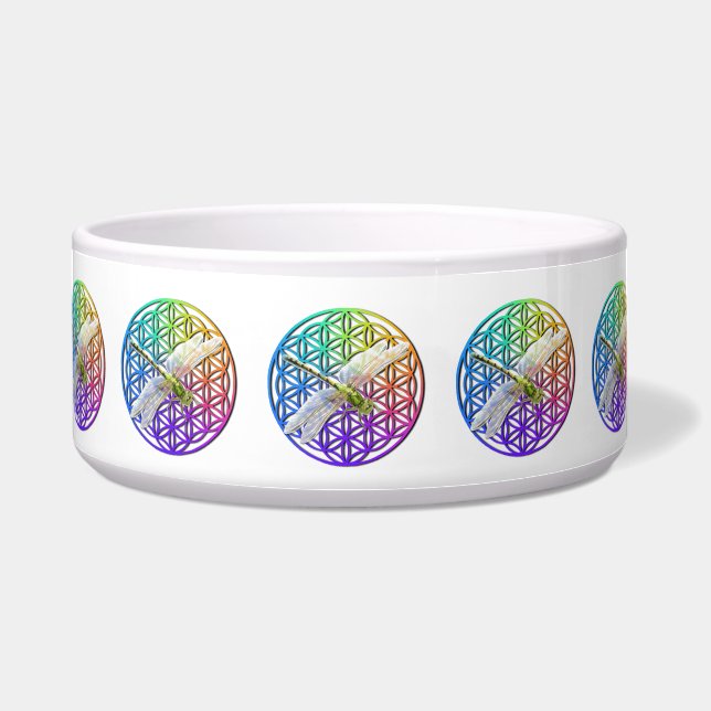 Elegant colourful flower of life dragonfly art (Front)