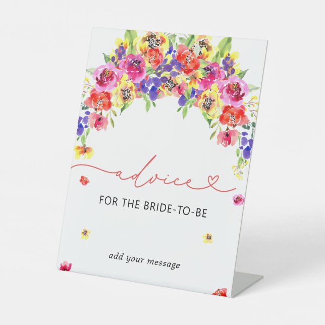 Elegant Colourful Flowers Advice Pedestal Sign (Front)