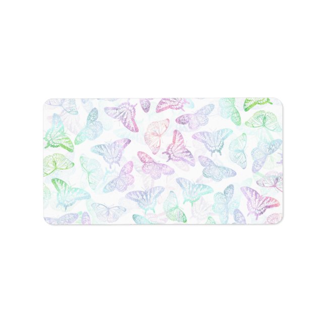 Elegant Colourful Glitter Butterfly Design Label (Front)