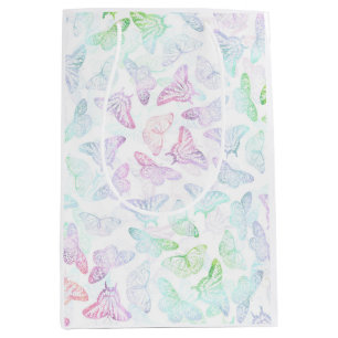 Elegant Colourful Glitter Butterfly Design Medium Gift Bag