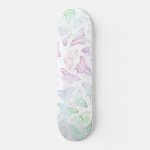Elegant Colourful Glitter Butterfly Design Skateboard