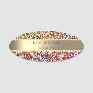 Elegant Colourful Glitter ,Stripe, Pearls Name Tag