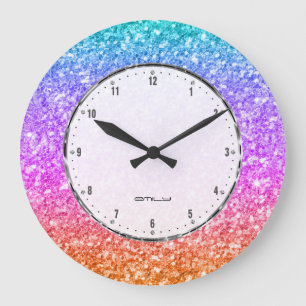 Elegant Colourful Glitter Texture Large Clock