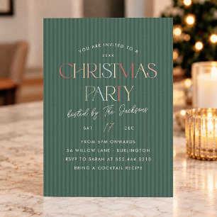 Elegant Colourful Green Stripe Christmas Party Invitation