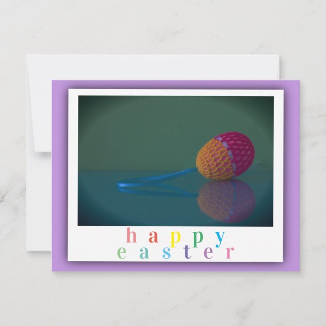 Elegant Colourful Happy Easter Crochet Craft Egg Card (Front)