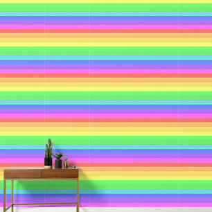 Elegant Colourful Horizontal Rainbow Stripes Wallpaper