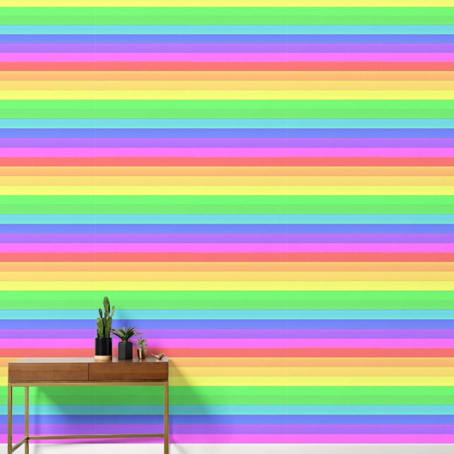 Elegant Colourful Horizontal Rainbow Stripes Wallpaper (Hallway)