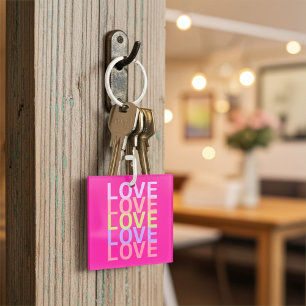 Elegant Colourful "LOVE" Typography Art Keychain