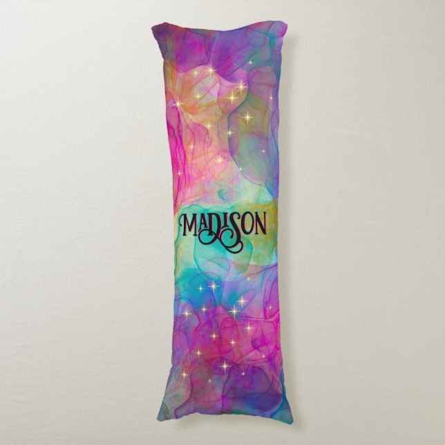 Elegant colourful marble art monogram body pillow (Front Vertical)