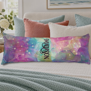 Elegant colourful marble art monogram body pillow