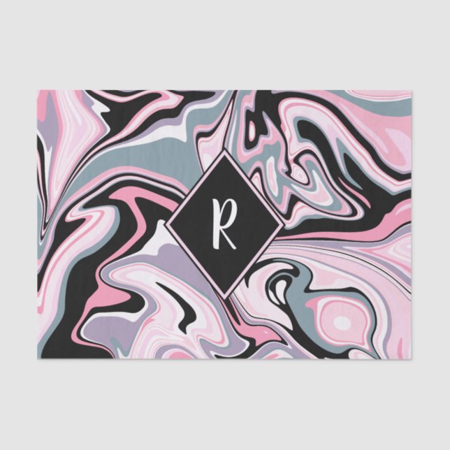 Elegant colourful marble pink purple black blue tissue paper (Front)