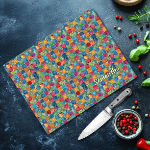 Elegant Colourful Mosaic Stained Glass Artwork Cutting Board