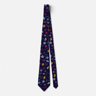 Elegant Colourful Navy Blue Floral Pattern Tie