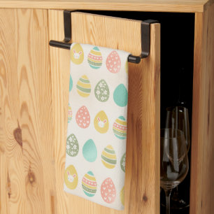 Elegant Colourful Pastel Eggs Spring Easter  Kitchen Towel