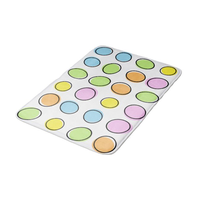 Elegant Colourful Pastel Retro Ovals Pattern Bath Mat (Angled)