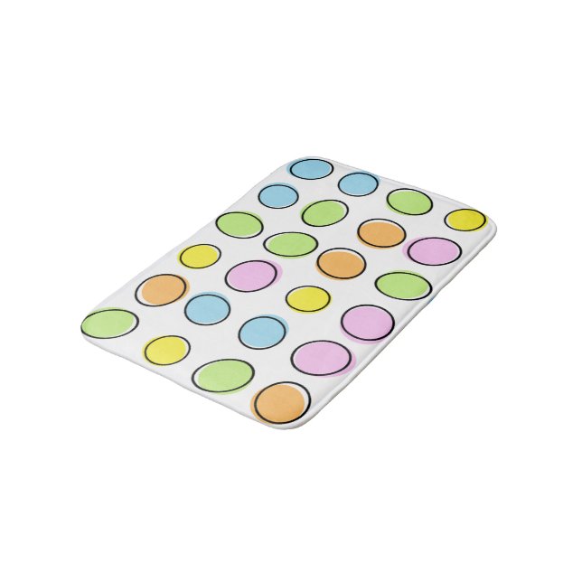 Elegant Colourful Pastel Retro Ovals Pattern Bath Mat (Angled)