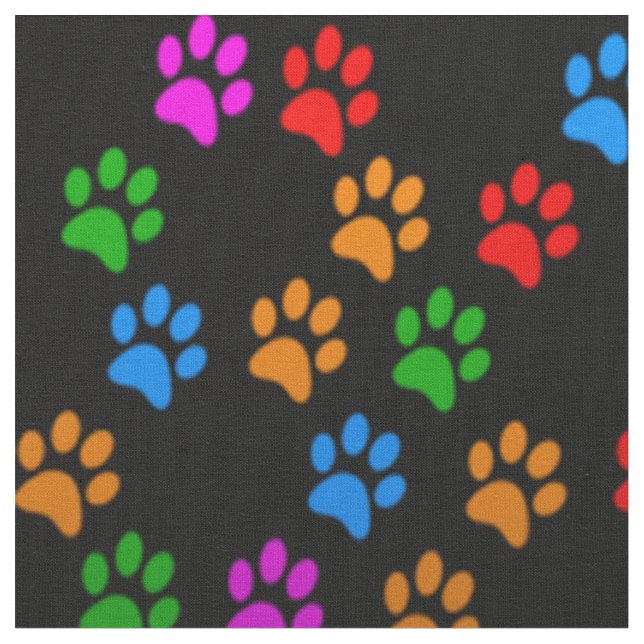 Elegant Colourful Paw Print Fabric (Close Up)