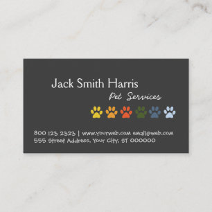 Elegant Colourful Paws DOG Pet Veterinarian Business Card