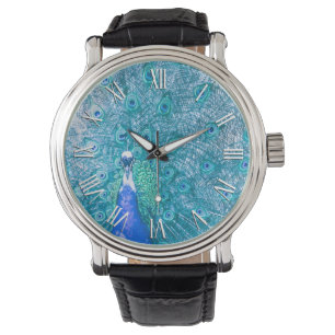 Elegant Colourful Peacock Artwork Men's Watch