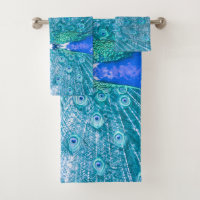 Elegant Colourful Peacock Artwork | Towel Set