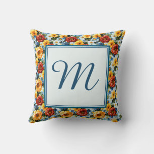 Elegant Colourful Personalized Modern Floral Chic Throw Pillow