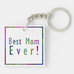 Elegant Colourful Personalized Photo Best Mom Ever Keychain