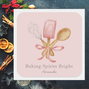 Elegant Colourful Pink Baking Spirits Bright Square Sticker
