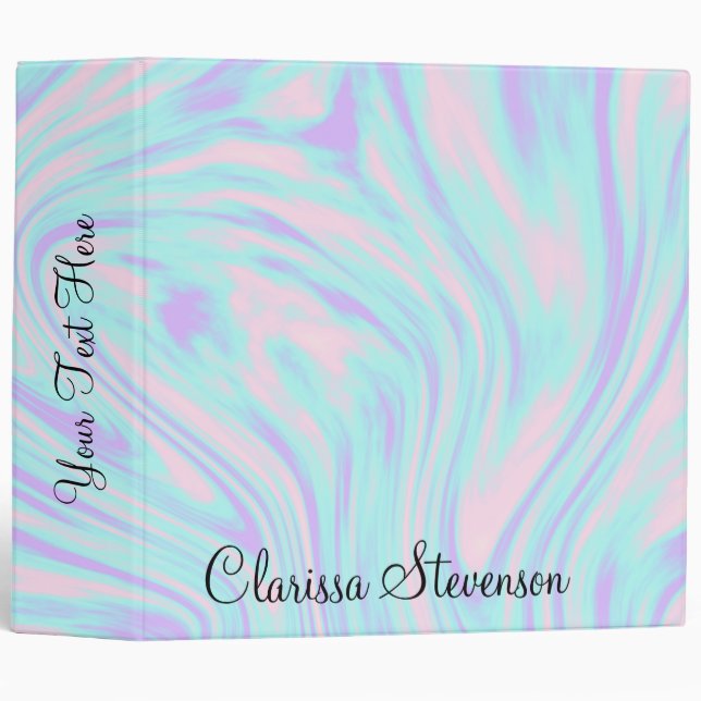 elegant colourful pink blue purple white marble binder (Front/Spine)