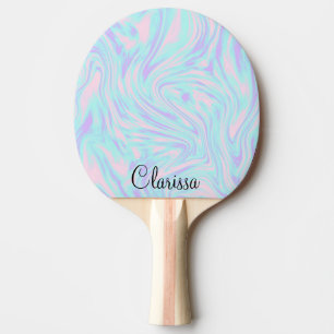 elegant colourful pink blue purple white marble ping pong paddle