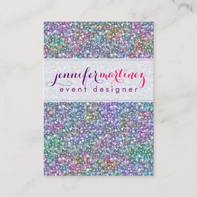 Elegant Colourful Purple Tint Glitter & Sparkles 2 Business Card (Front)