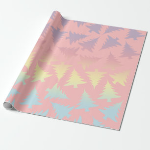 Elegant Colourful Rainbow Christmas Tree Pattern Wrapping Paper