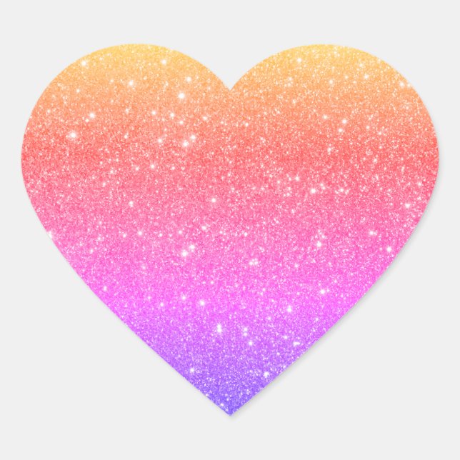 Elegant Colourful Rainbow Glitter  Heart Sticker (Front)