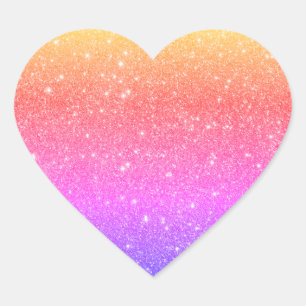 Elegant Colourful Rainbow Glitter  Heart Sticker