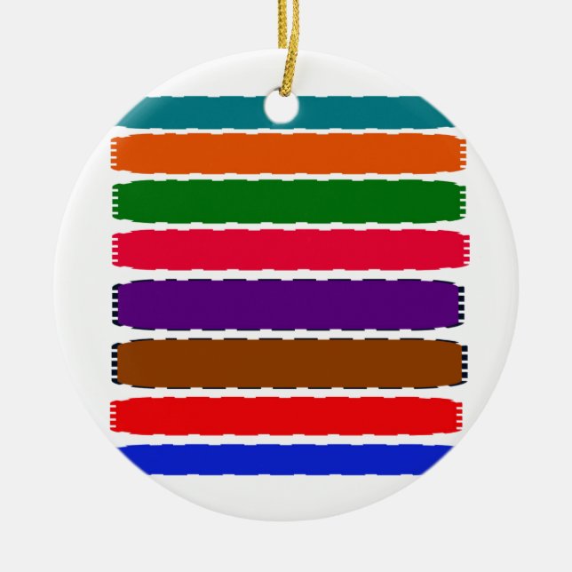 Elegant Colourful Rainbow Slices Pattern Ceramic Ornament (Front)