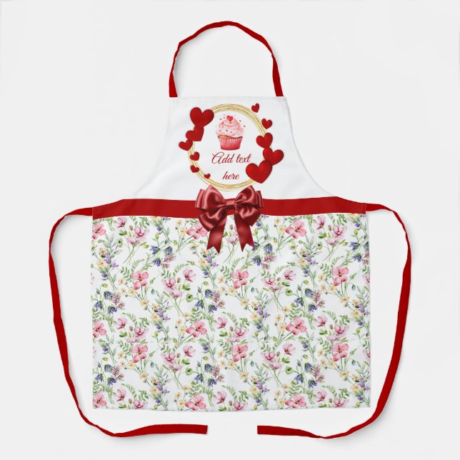 Elegant Colourful Spring Floral Watercolor Pattern Apron (Front)