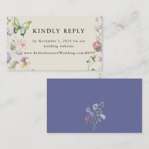 Elegant Colourful Spring Wildflower Wedding Websit Enclosure Card