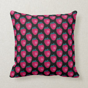 Elegant Colourful Strawberries Fruit Pattern Throw Pillow