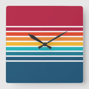 Elegant Colourful Stripes Pattern  Square Wall Clock