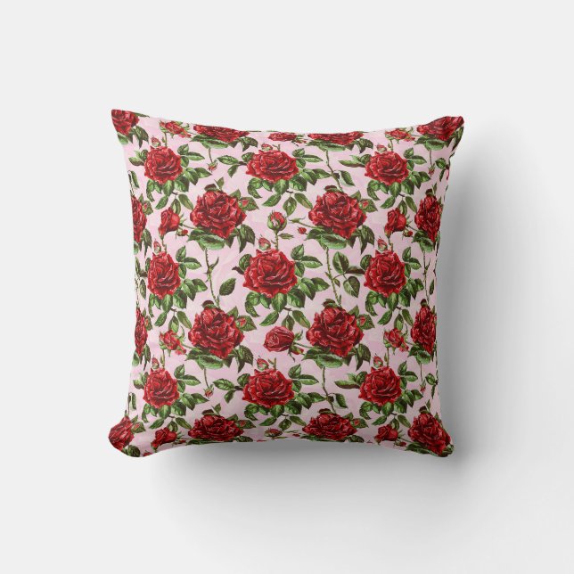 Elegant Colourful Stylish Romantic Floral Chic Throw Pillow (Front)