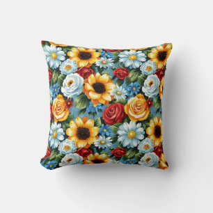 Elegant Colourful Stylish Romantic Floral Chic Throw Pillow