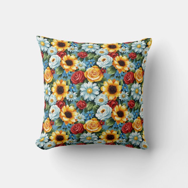 Elegant Colourful Stylish Romantic Floral Chic  Throw Pillow (Front)