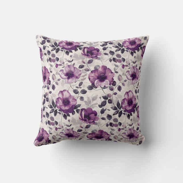 Elegant Colourful Stylish Romantic Floral Chic Throw Pillow (Back)