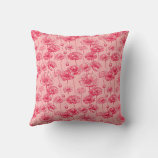Elegant Colourful Stylish Romantic Floral Poppy Throw Pillow