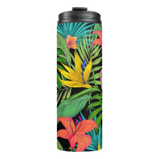 Elegant Colourful Summer Tropical Floral Leaves |  Thermal Tumbler (Front)